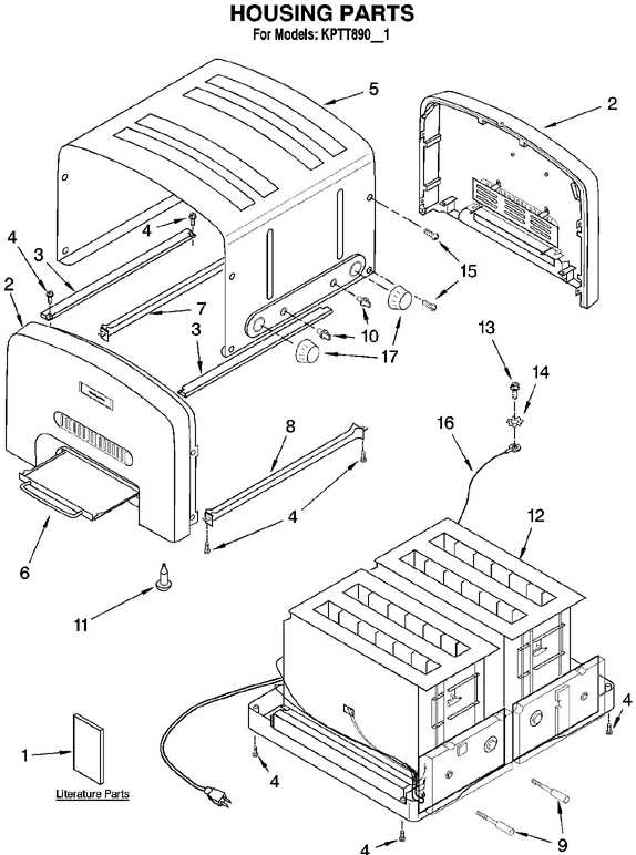 labeled toaster parts diagram