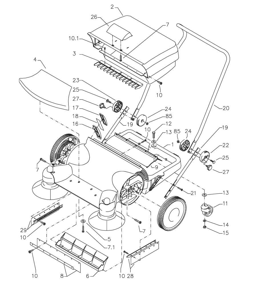 lawn sweeper parts diagram