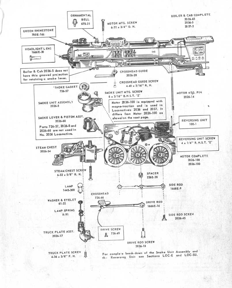 lionel parts list and exploded diagrams