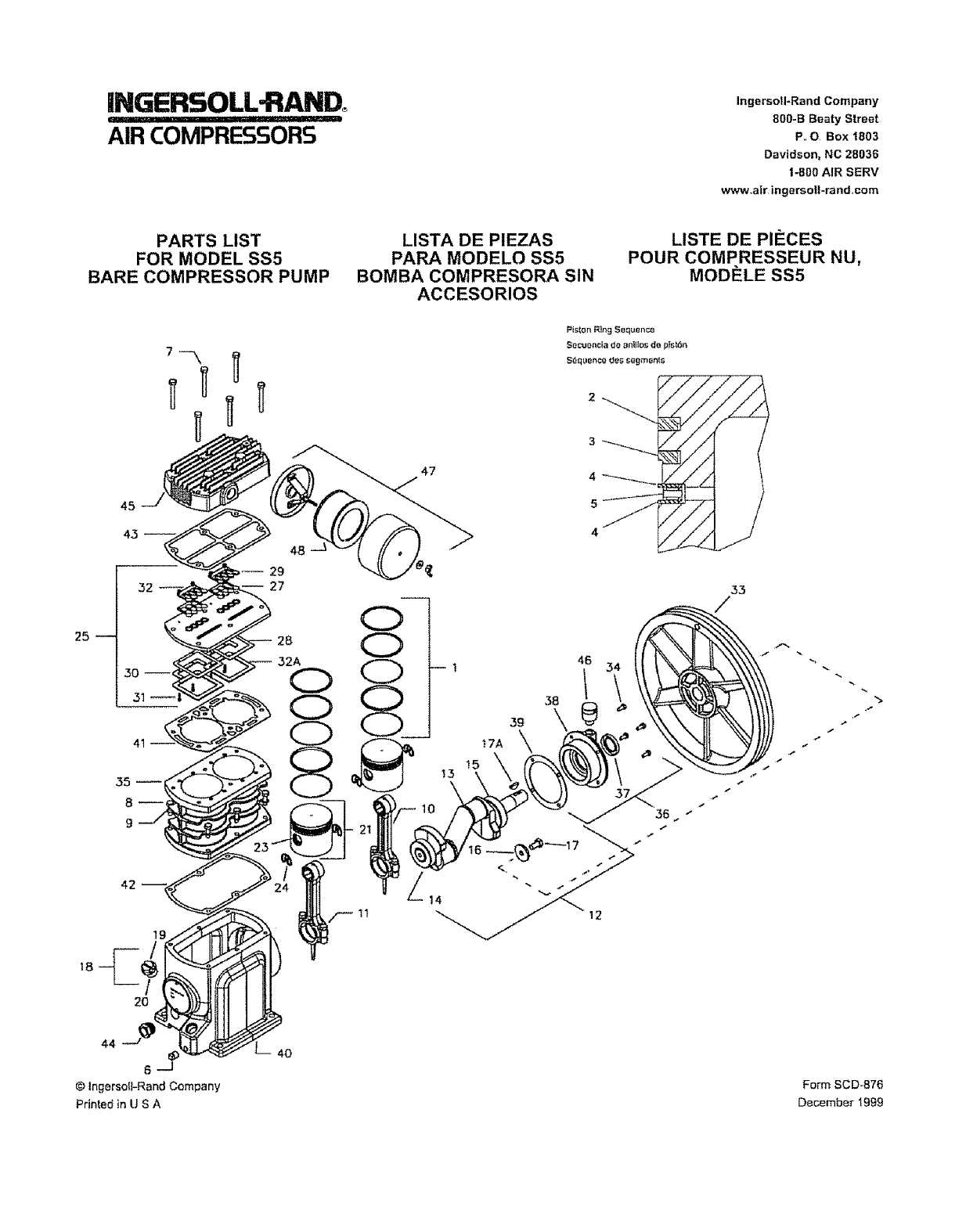 manual ingersoll rand air compressor parts diagram