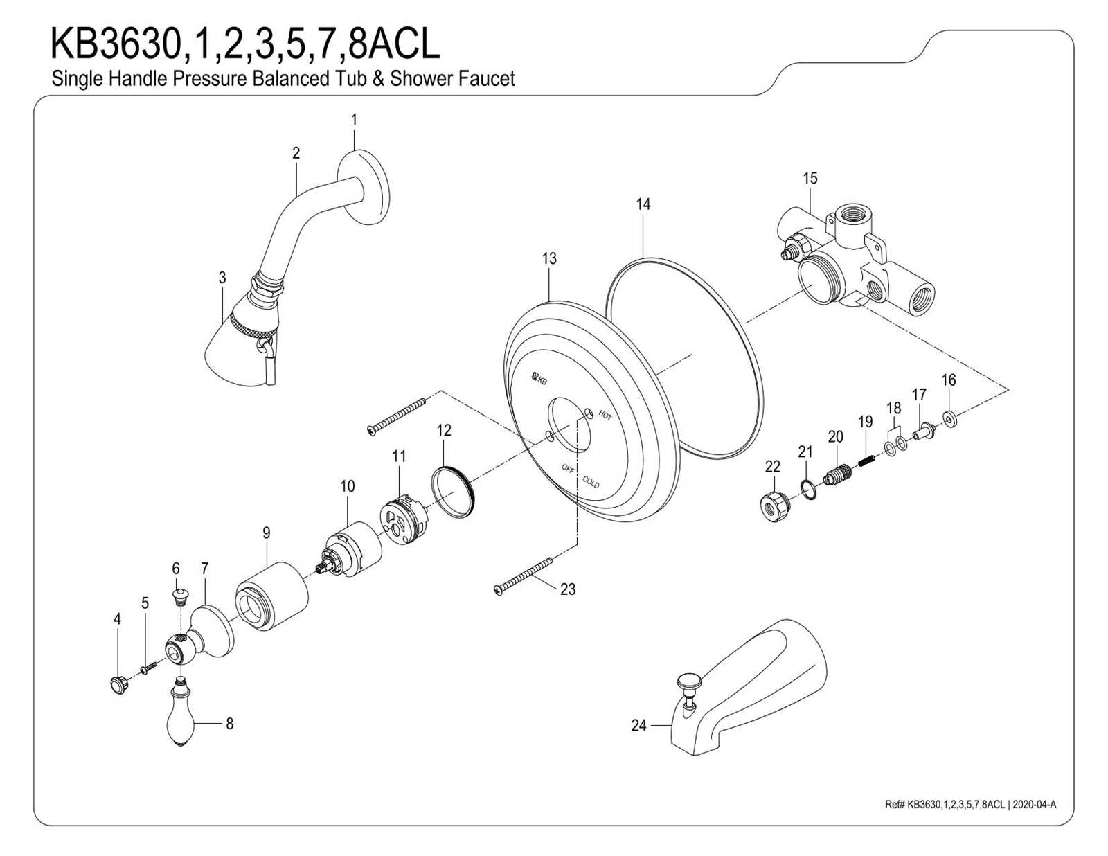 moen single handle shower faucet parts diagram