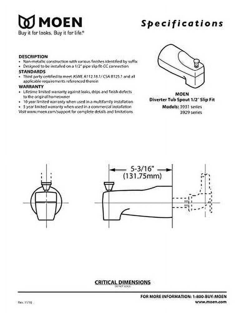 moen tub spout parts diagram