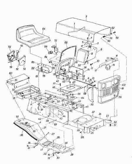 mtd push mower parts diagram