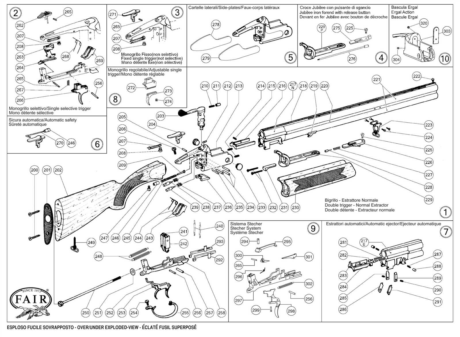 over under shotgun parts diagram