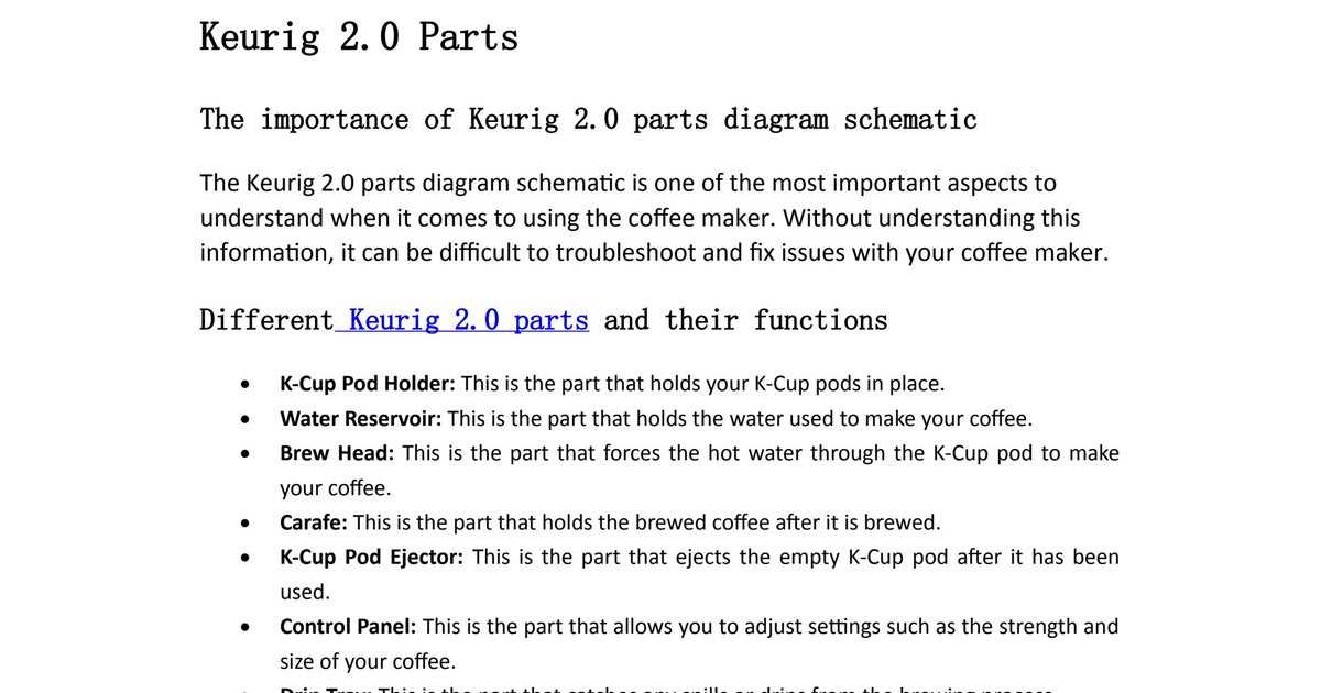 parts diagram for keurig 2.0