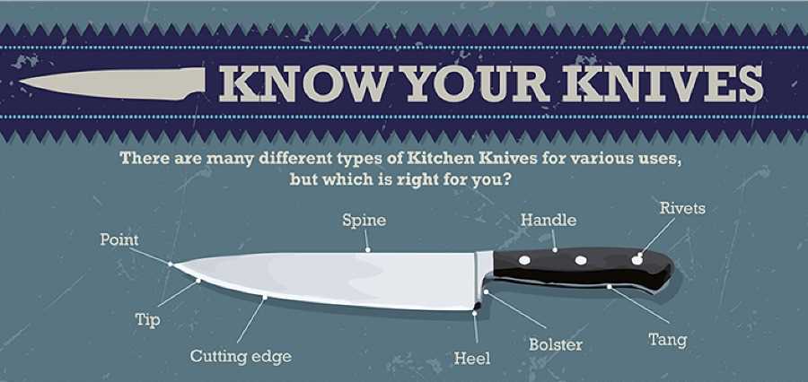 parts of a chef knife diagram