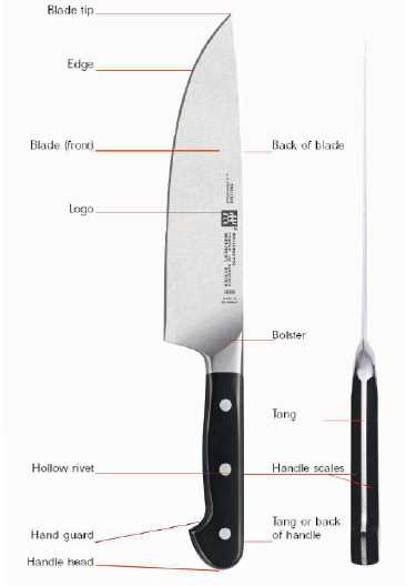 parts of a knife diagram