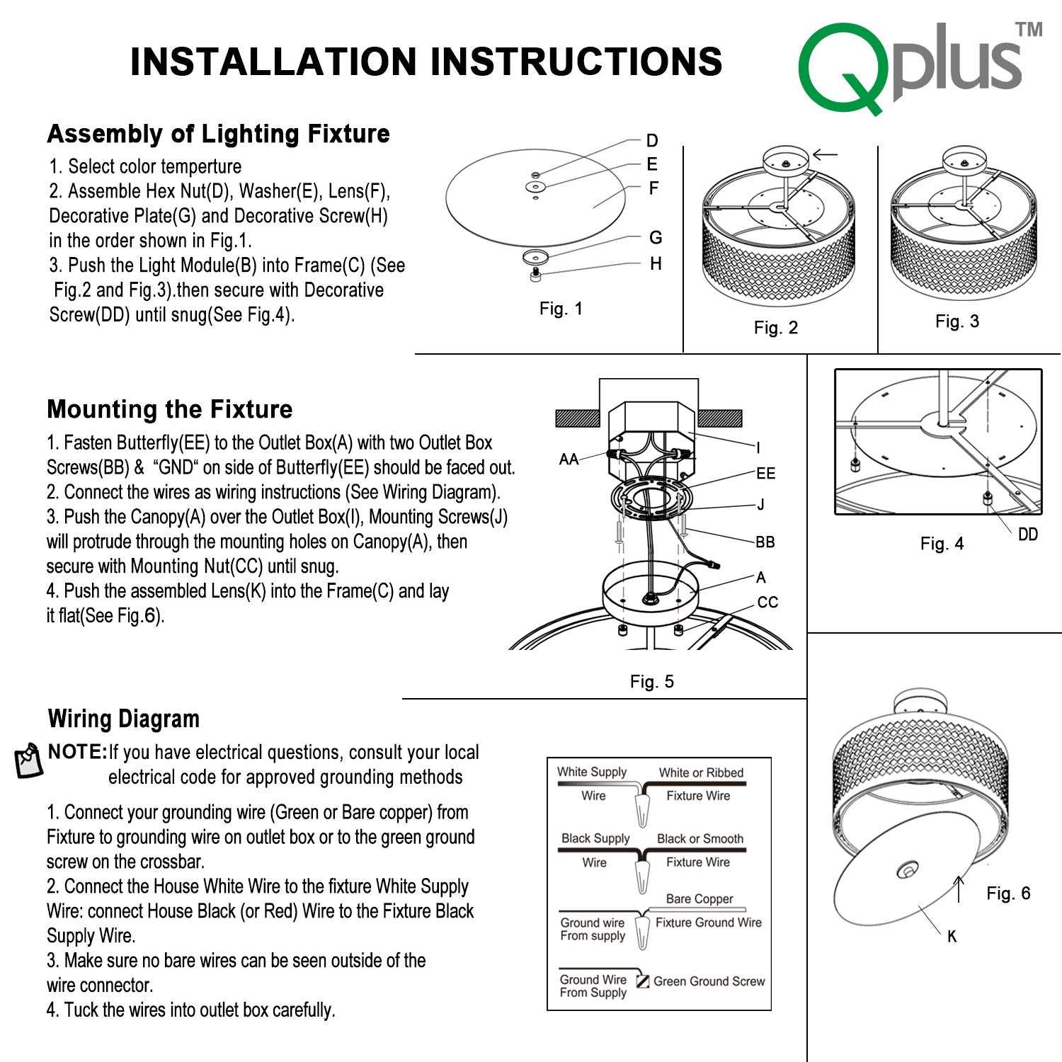 parts of a light fixture diagram