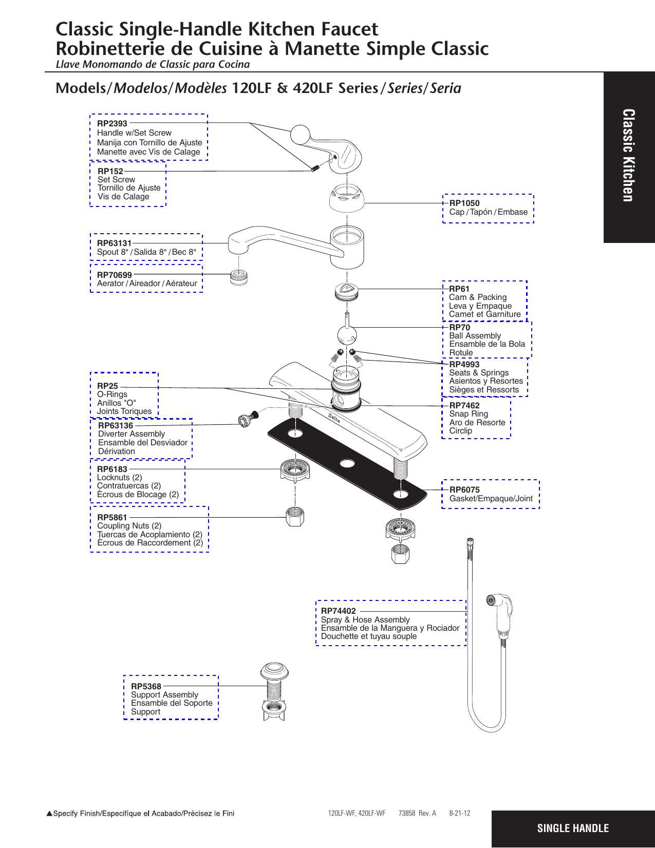 single handle kitchen delta kitchen faucet parts diagram