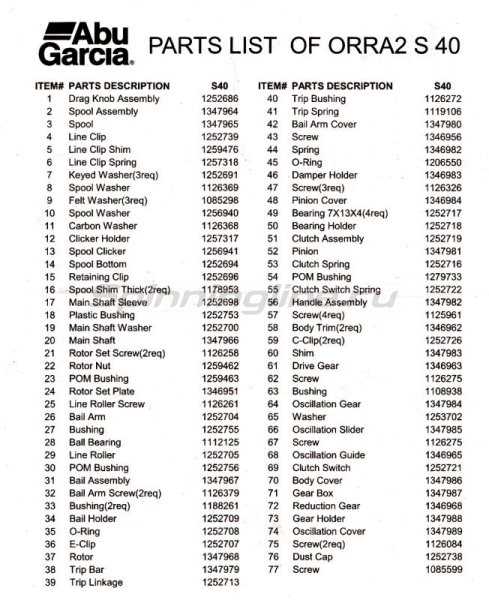 abu garcia orra s30 parts diagram