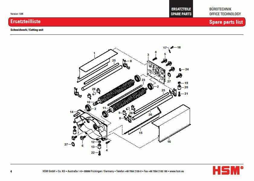 paper shredder parts diagram