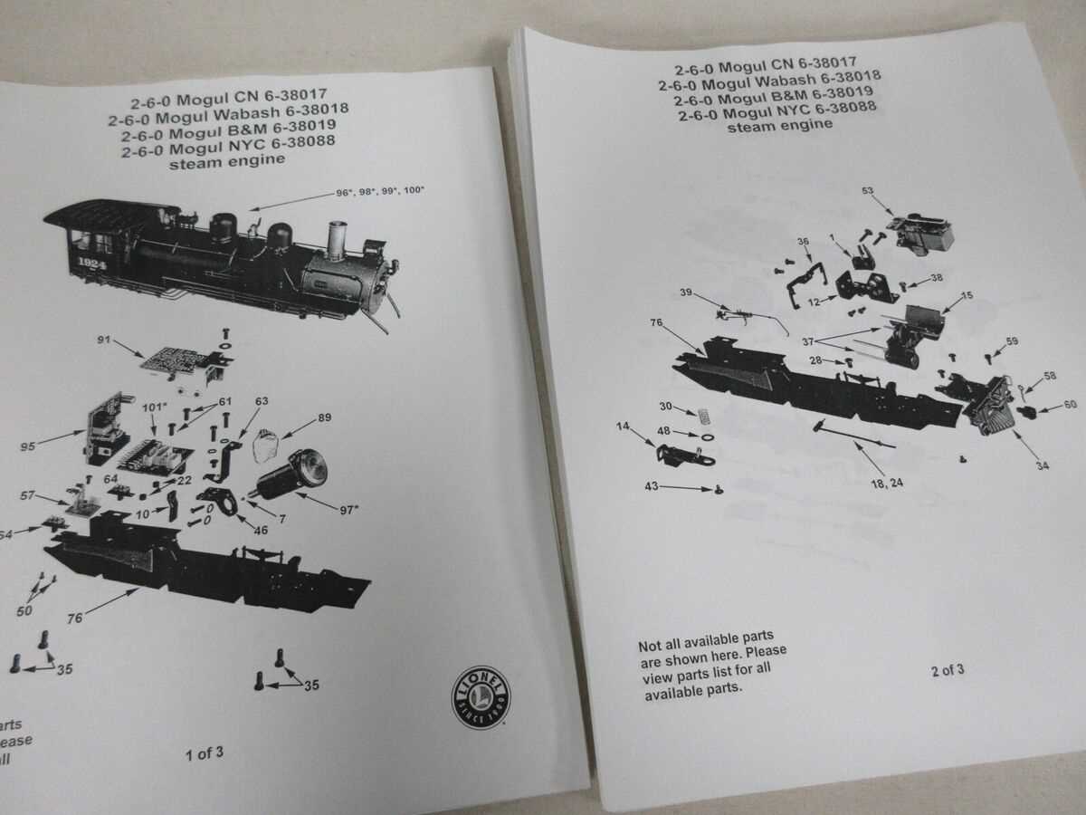 lionel parts list and exploded diagrams