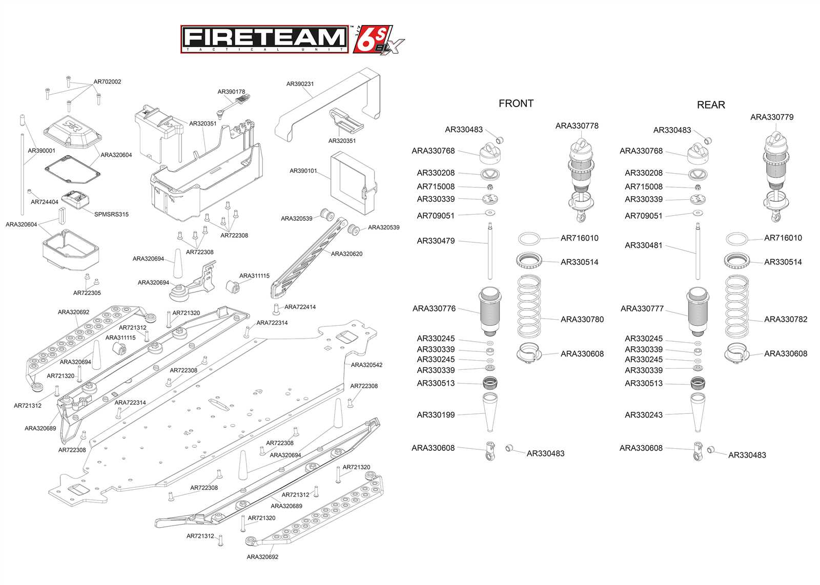 arrma fireteam parts diagram