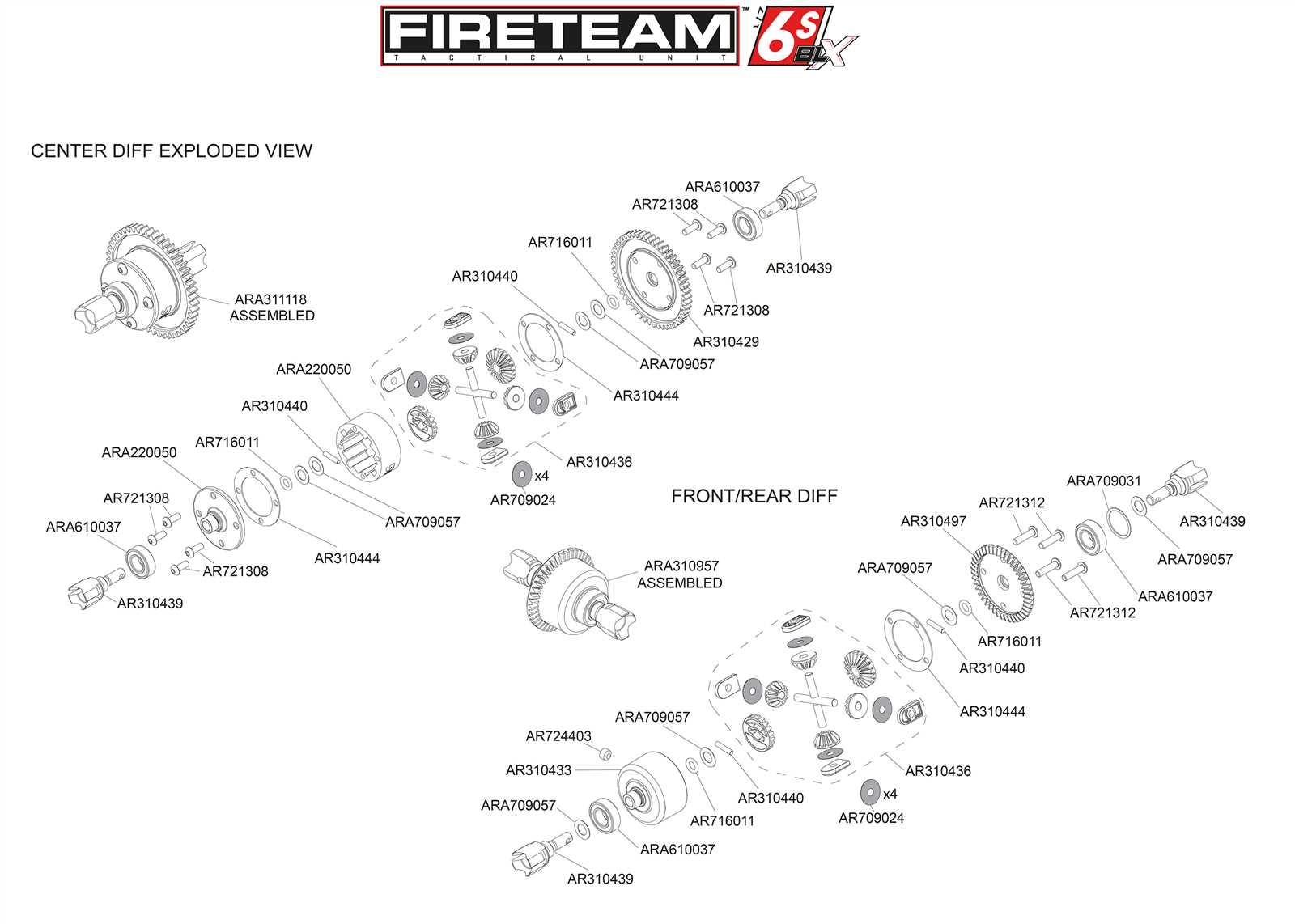 arrma outcast 6s parts diagram