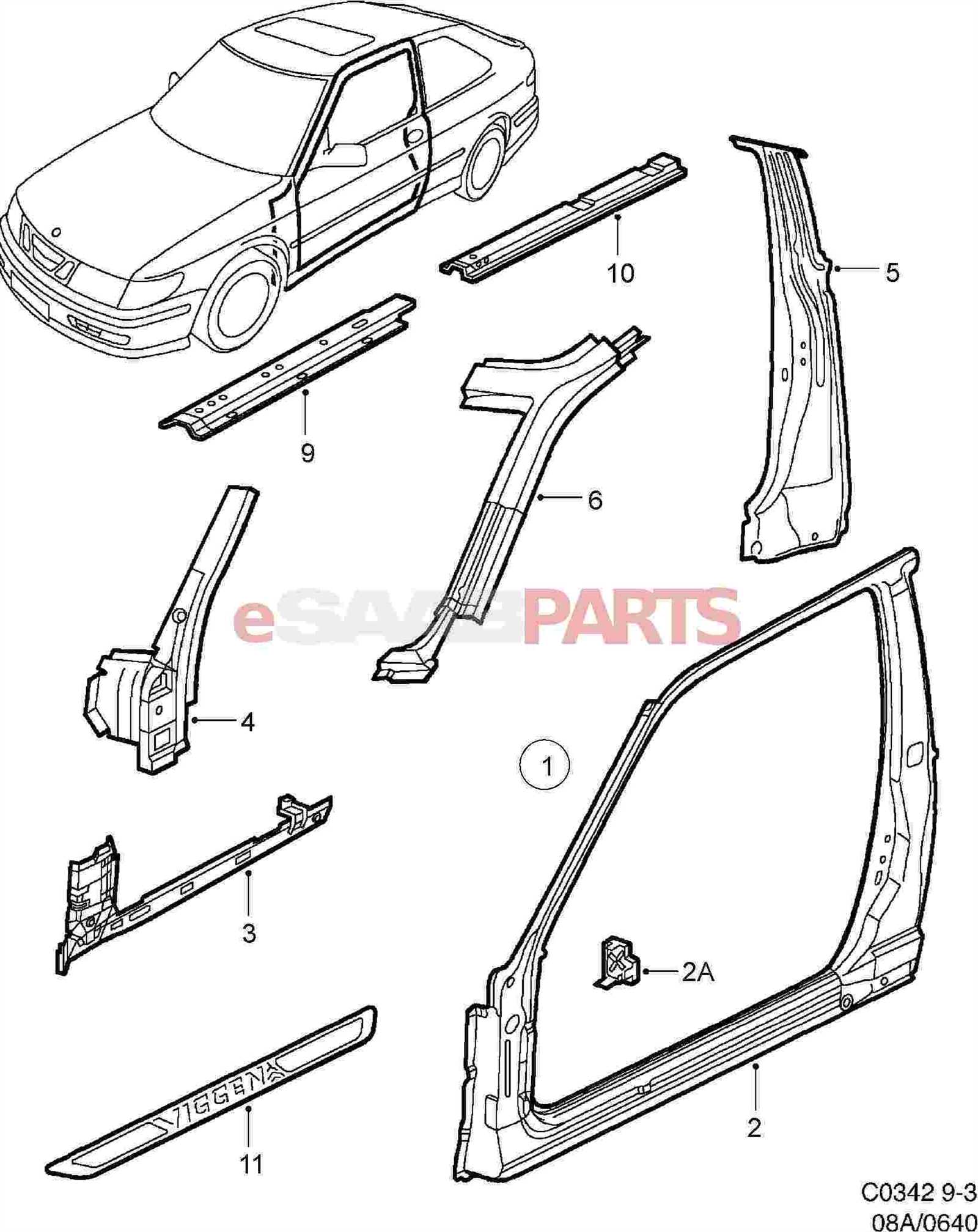 auto door parts diagram