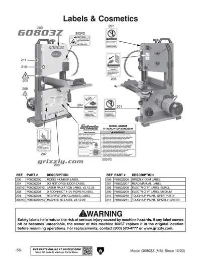 band saw parts diagram