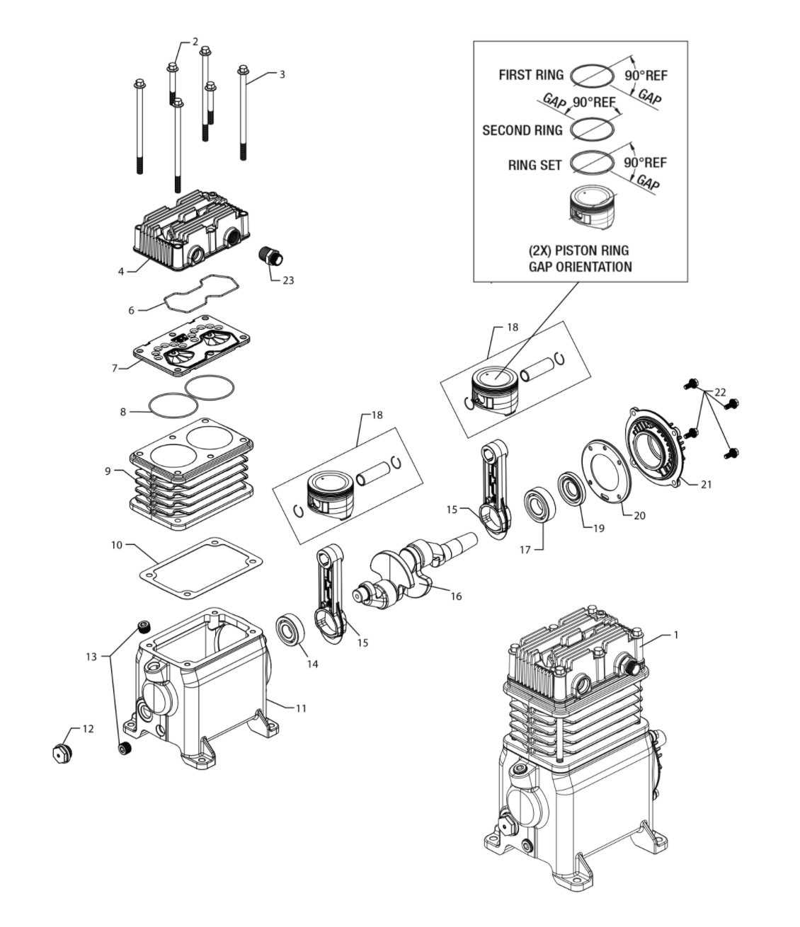 central pneumatic 21 gallon air compressor parts diagram