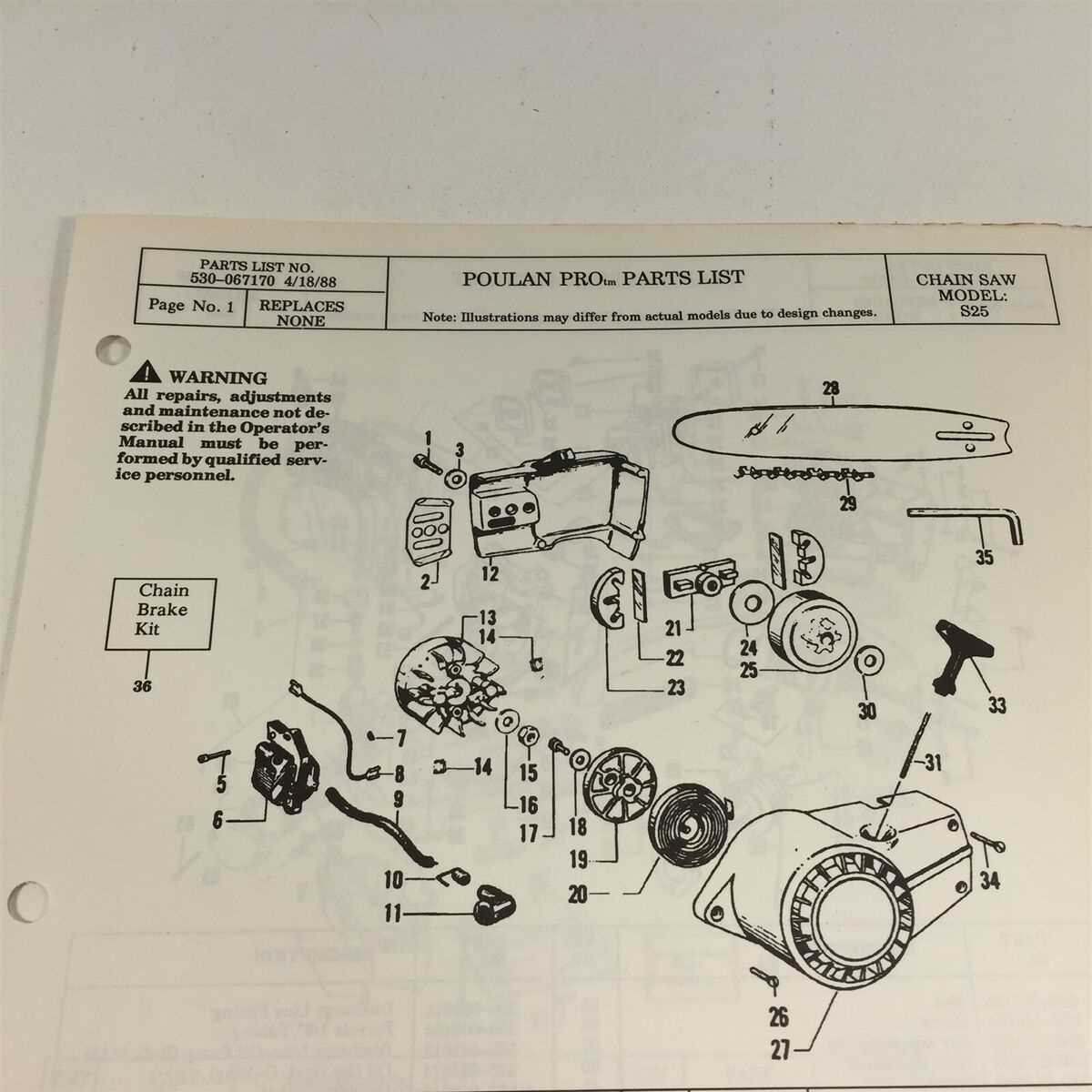 craftsman chainsaw parts diagram