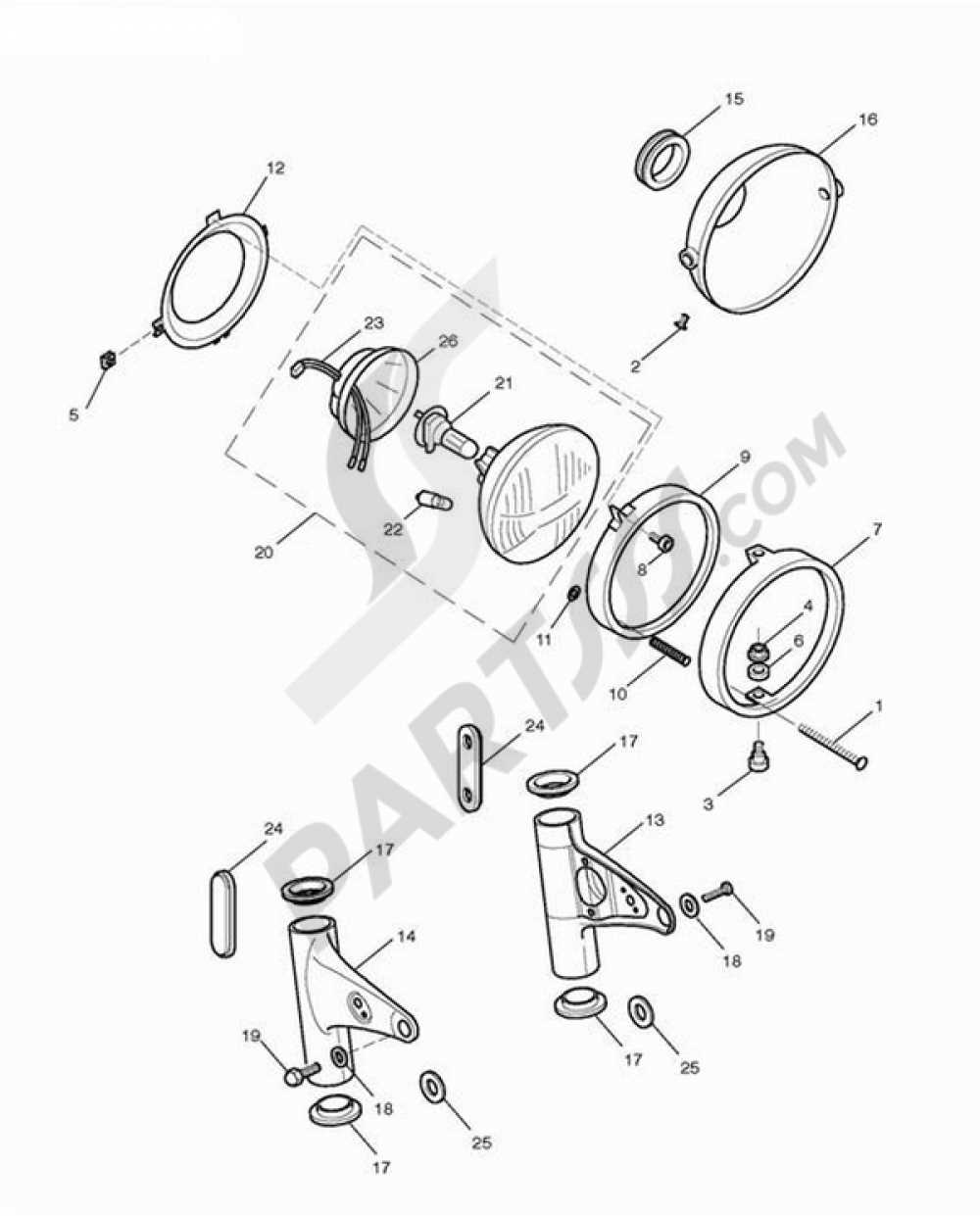 diagram headlight parts names