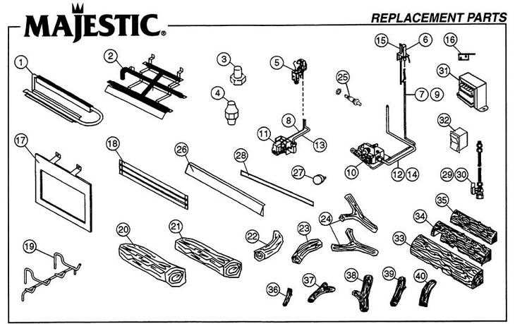 parts of a gas fireplace diagram