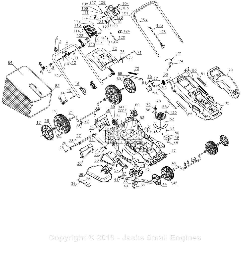 black and decker electric mower parts diagram