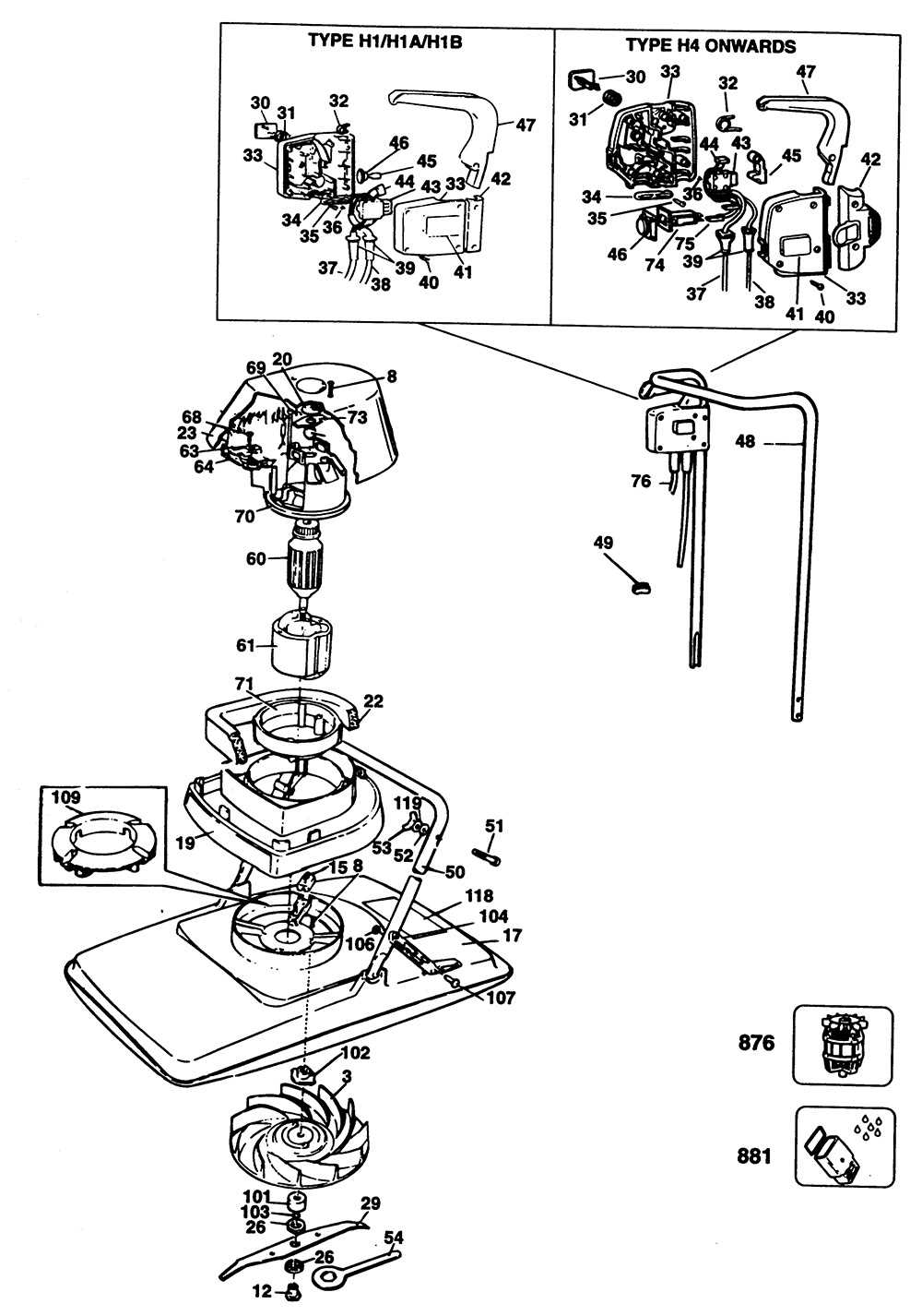 black and decker electric mower parts diagram