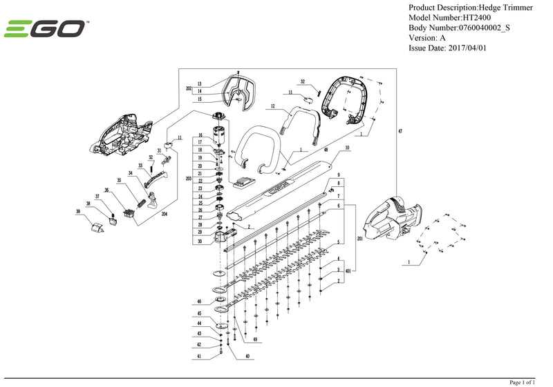 black and decker hedge trimmer parts diagram