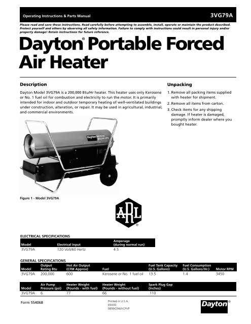 dayton heater parts diagram