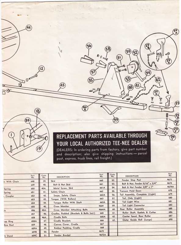 boat trailer diagram parts