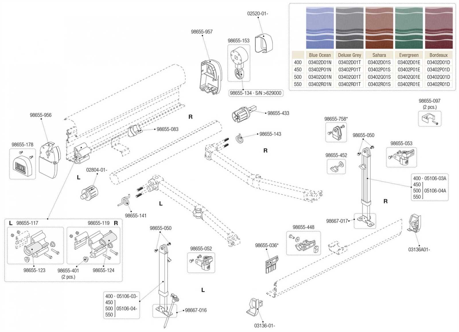 fiamma f45 awning spare parts diagram