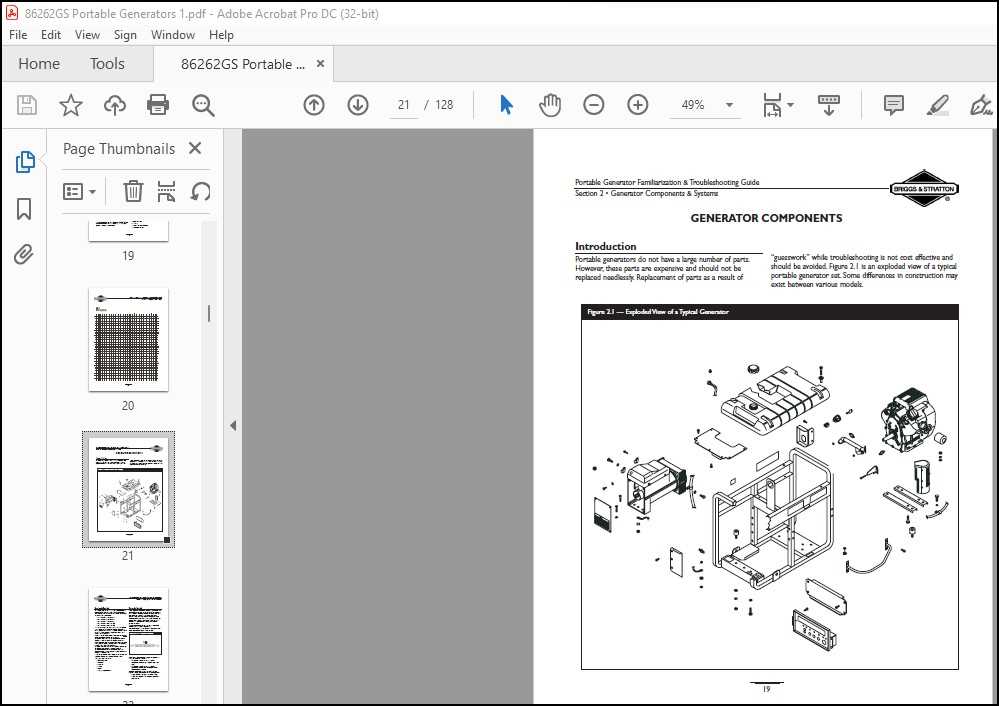 briggs and stratton generator parts diagram