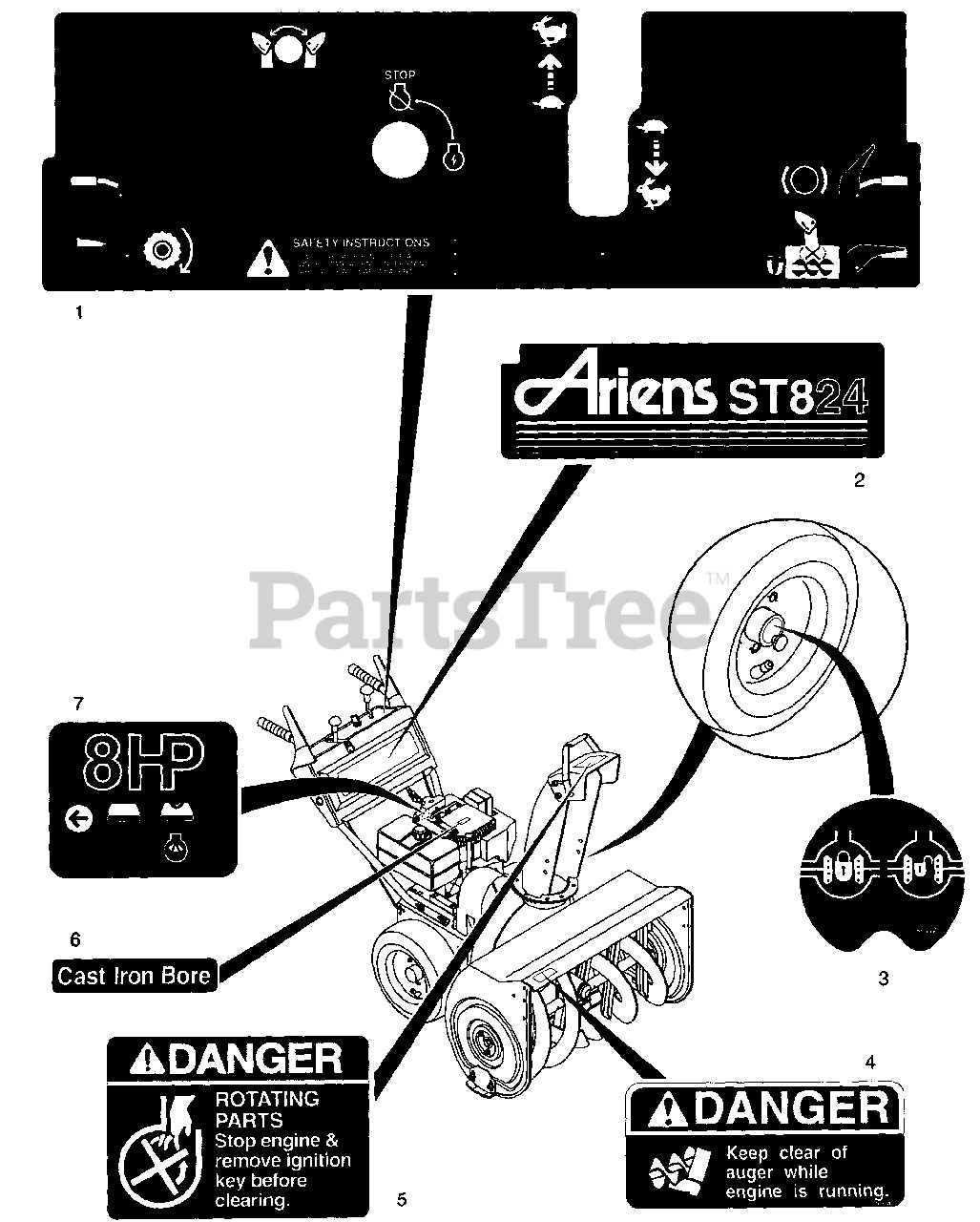 ariens st824 snowblower parts diagram