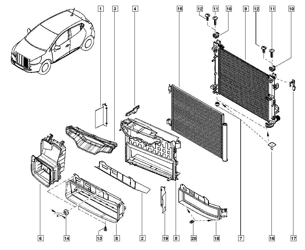 car radiator parts diagram