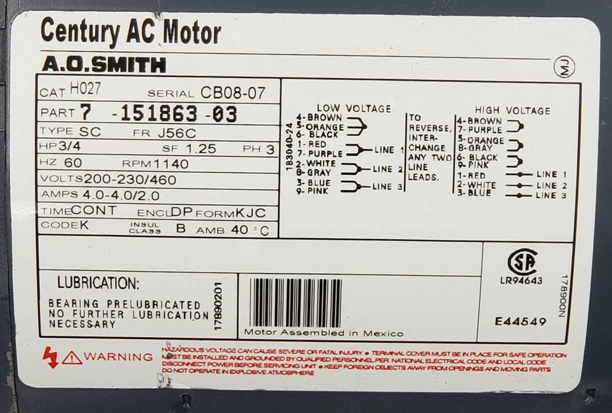 ao smith motor parts diagram