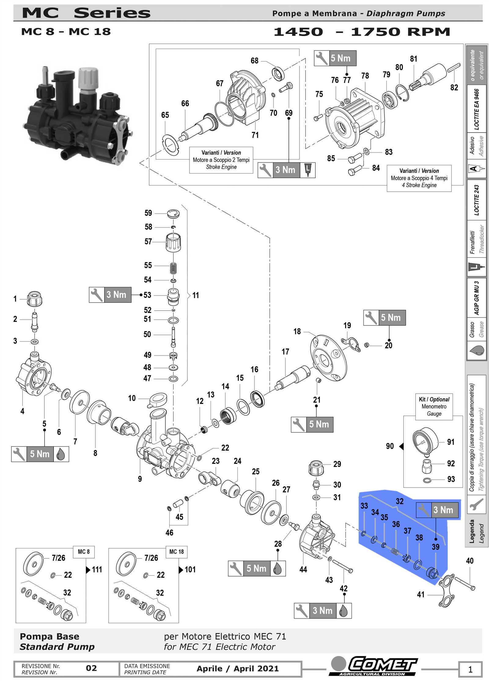 comet pressure washer pump parts diagram