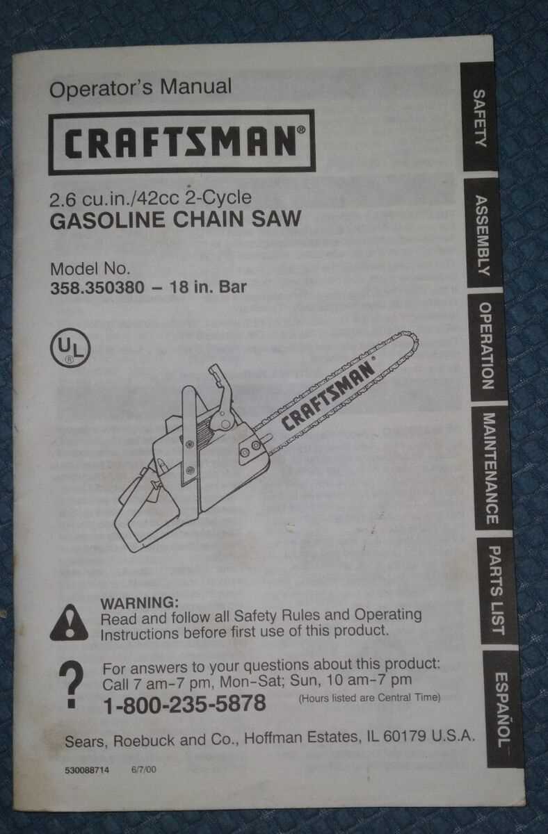 craftsman 358 chainsaw parts diagram