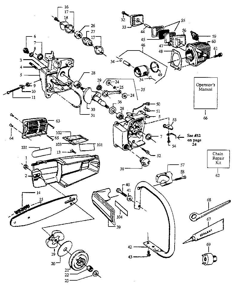 craftsman 358 chainsaw parts diagram
