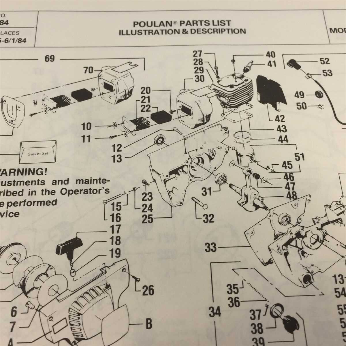 craftsman 42cc chainsaw parts diagram