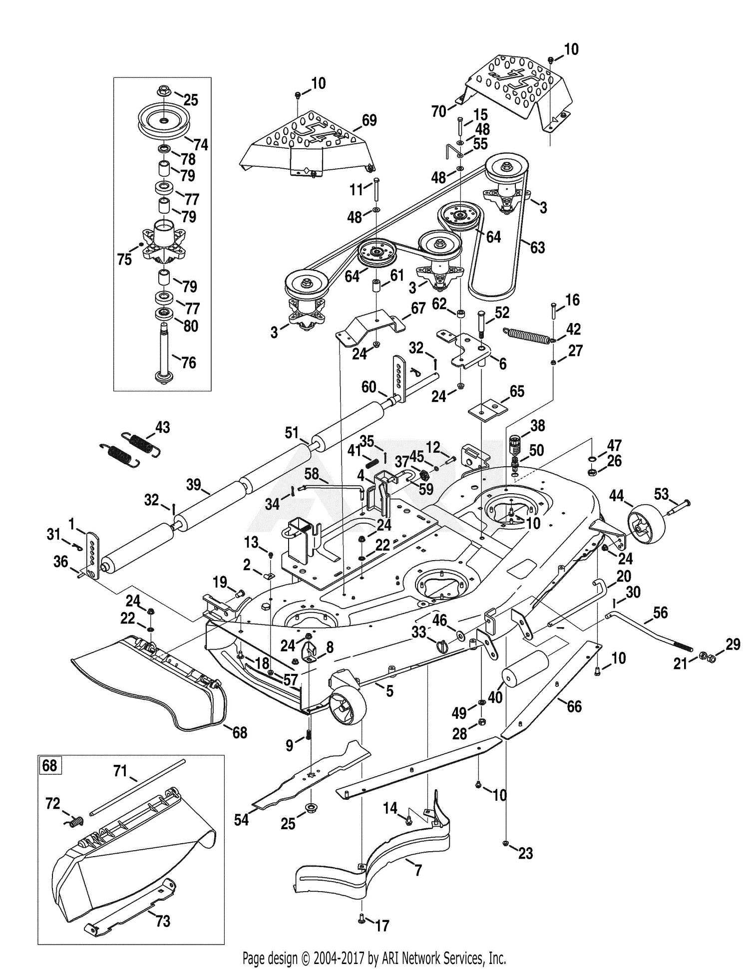 craftsman 46 inch mower deck parts diagram