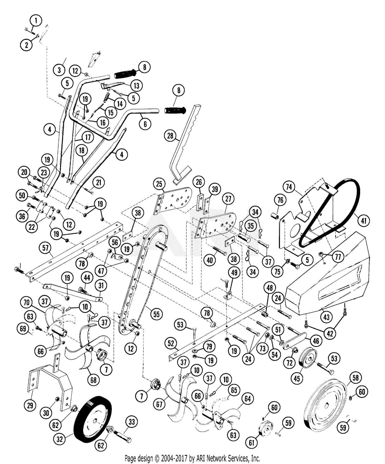 craftsman mini tiller parts diagram