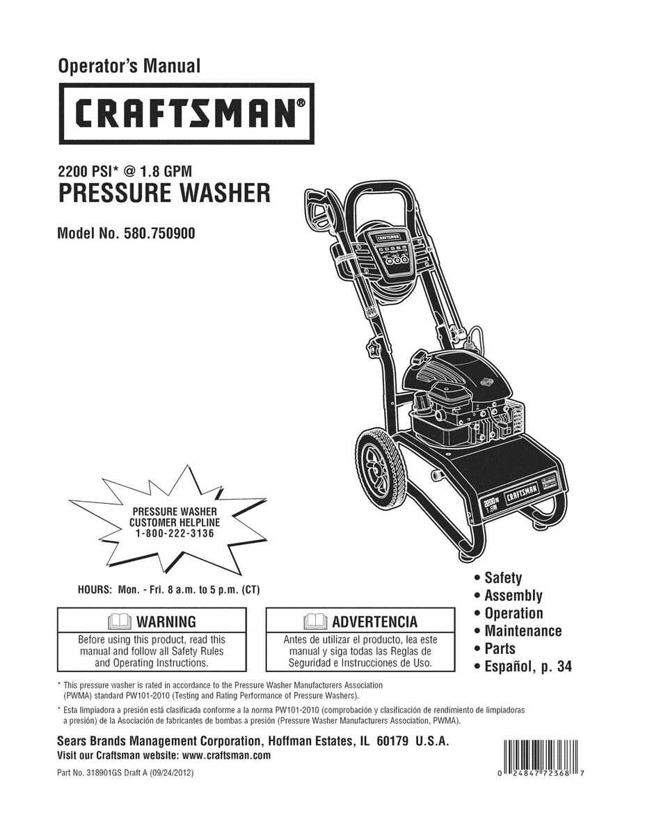 craftsman pressure washer parts diagram