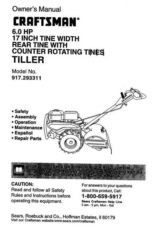 craftsman rear tine tiller parts diagram