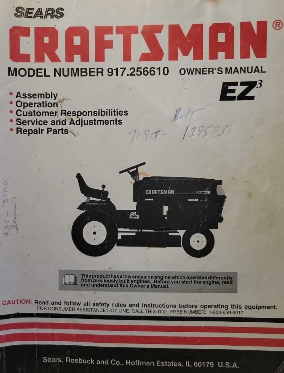 craftsman riding mower model 917 parts diagram