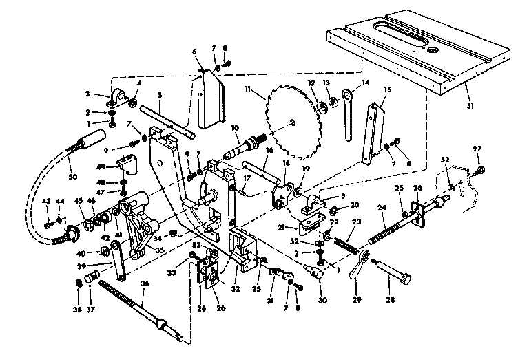 craftsman table saw parts diagram