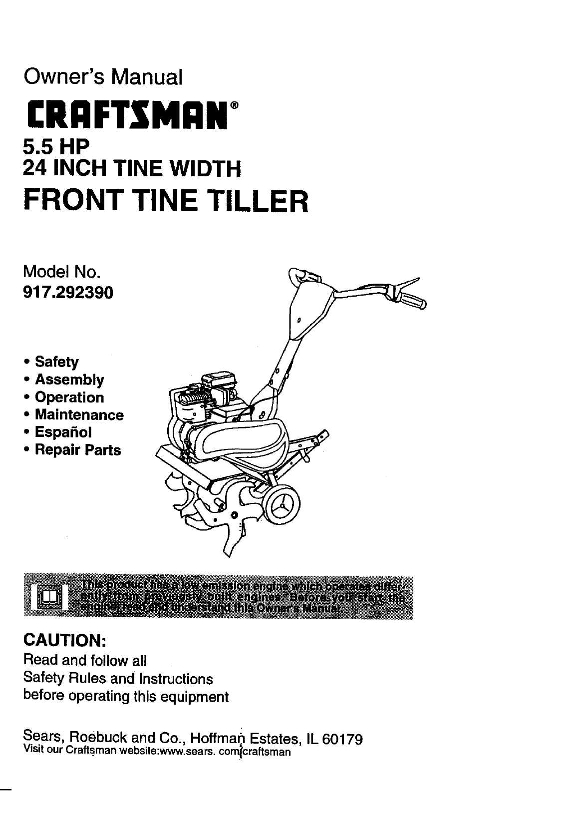 craftsman tiller   model 917 parts diagram