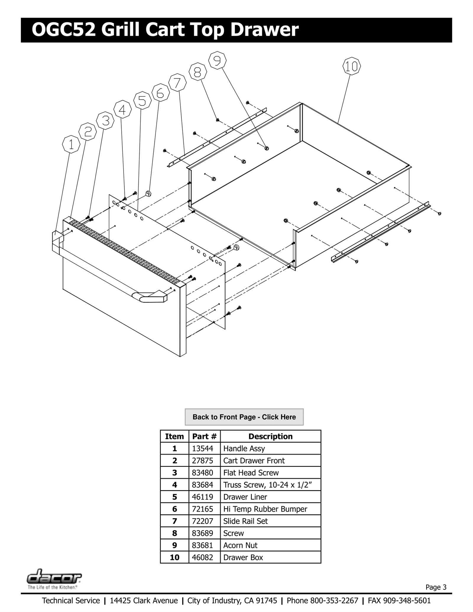 dacor parts diagram