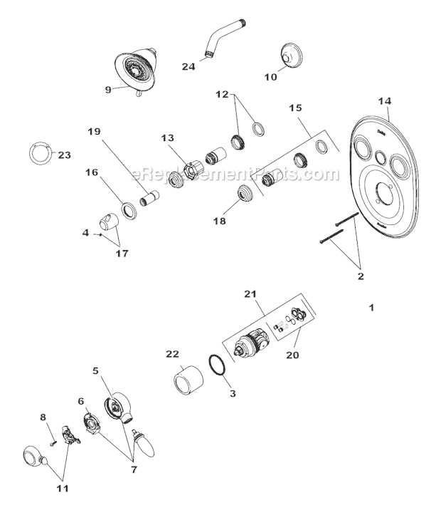 delta shower head parts diagram