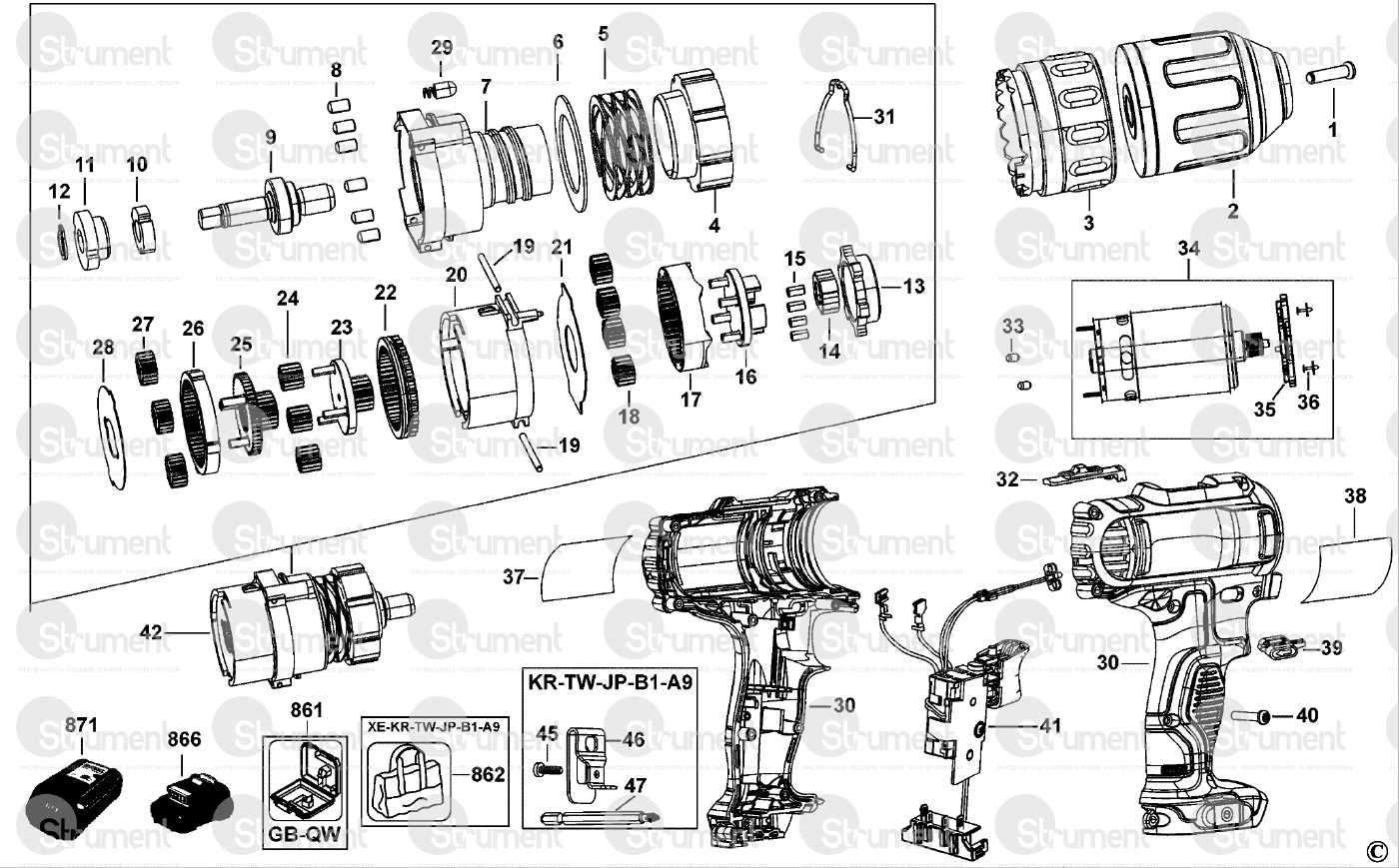 dewalt dcd996 parts diagram