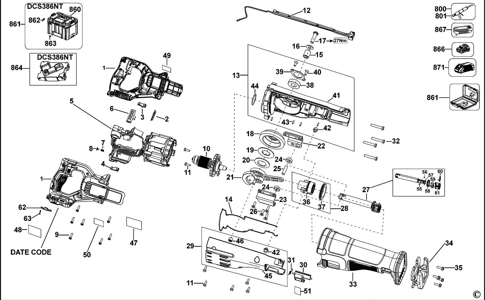 dewalt dch273 parts diagram