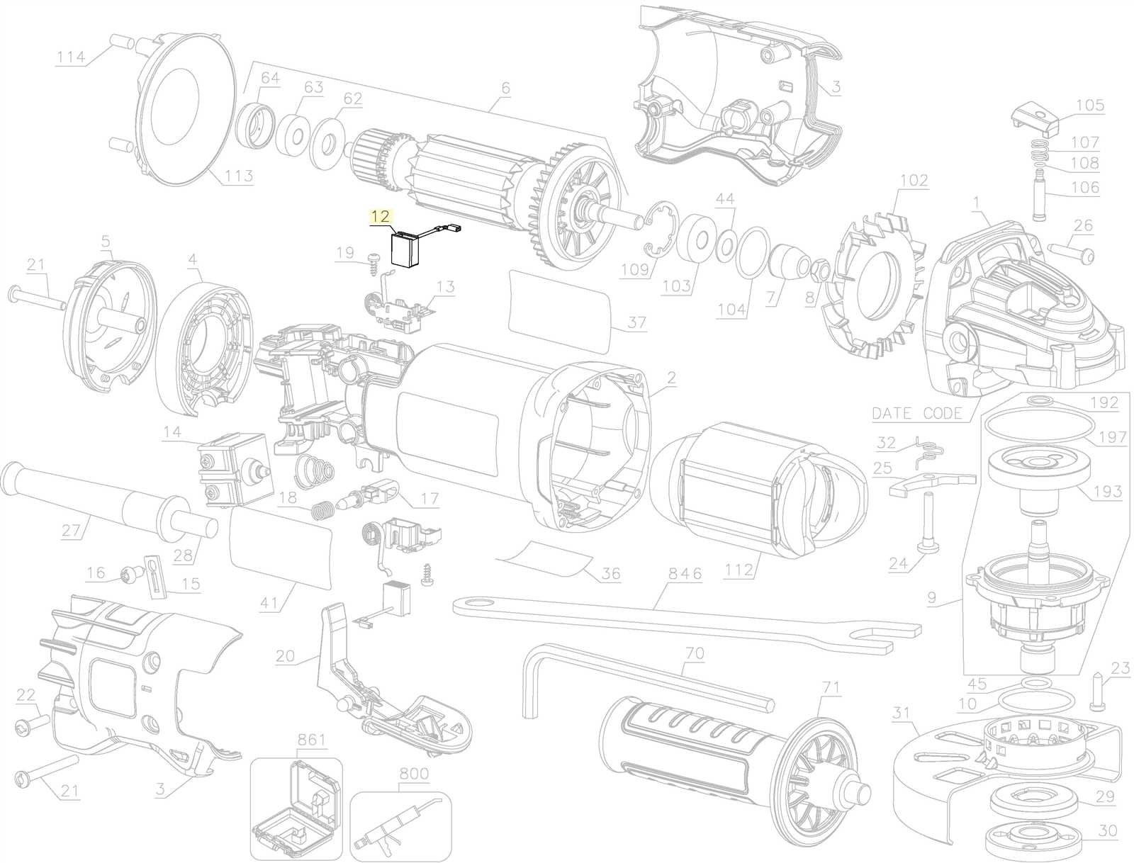 dewalt grinder parts diagram